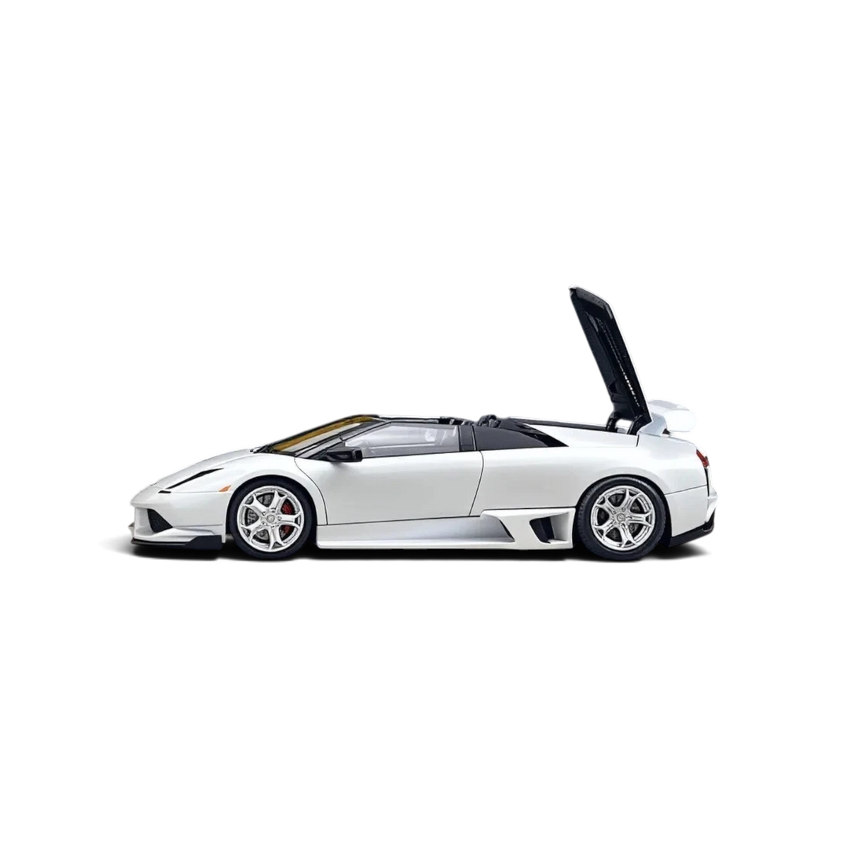 Lot57Supplies Diecast Shop Phantom Knight white Lamborghini Murcielago LP640 Roadster 1:64 scale model side view