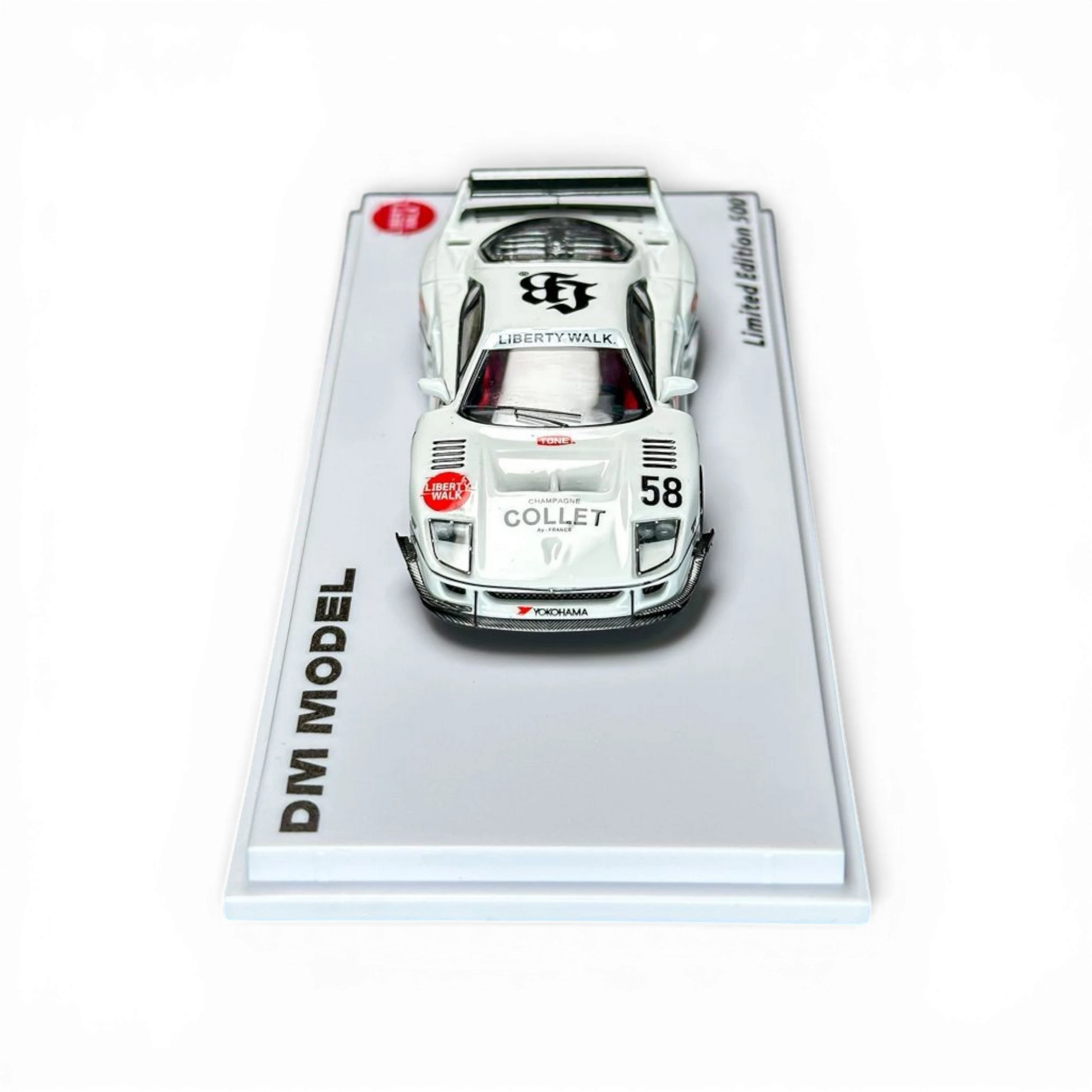 Lot57Supplies Diecast Shop: White 1:64 scale DM Model Liberty Walk F40 diecast car with widebody kit and #58 livery.