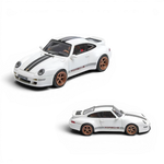 Lot57Supplies Diecast Shop Flame Model 1:64 scale white Porsche 911 Gunther Werks 400R resin model car with bronze rims