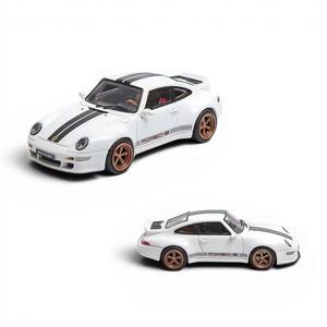 Lot57Supplies Diecast Shop Flame Model 1:64 scale white Porsche 911 Gunther Werks 400R resin model car with bronze rims