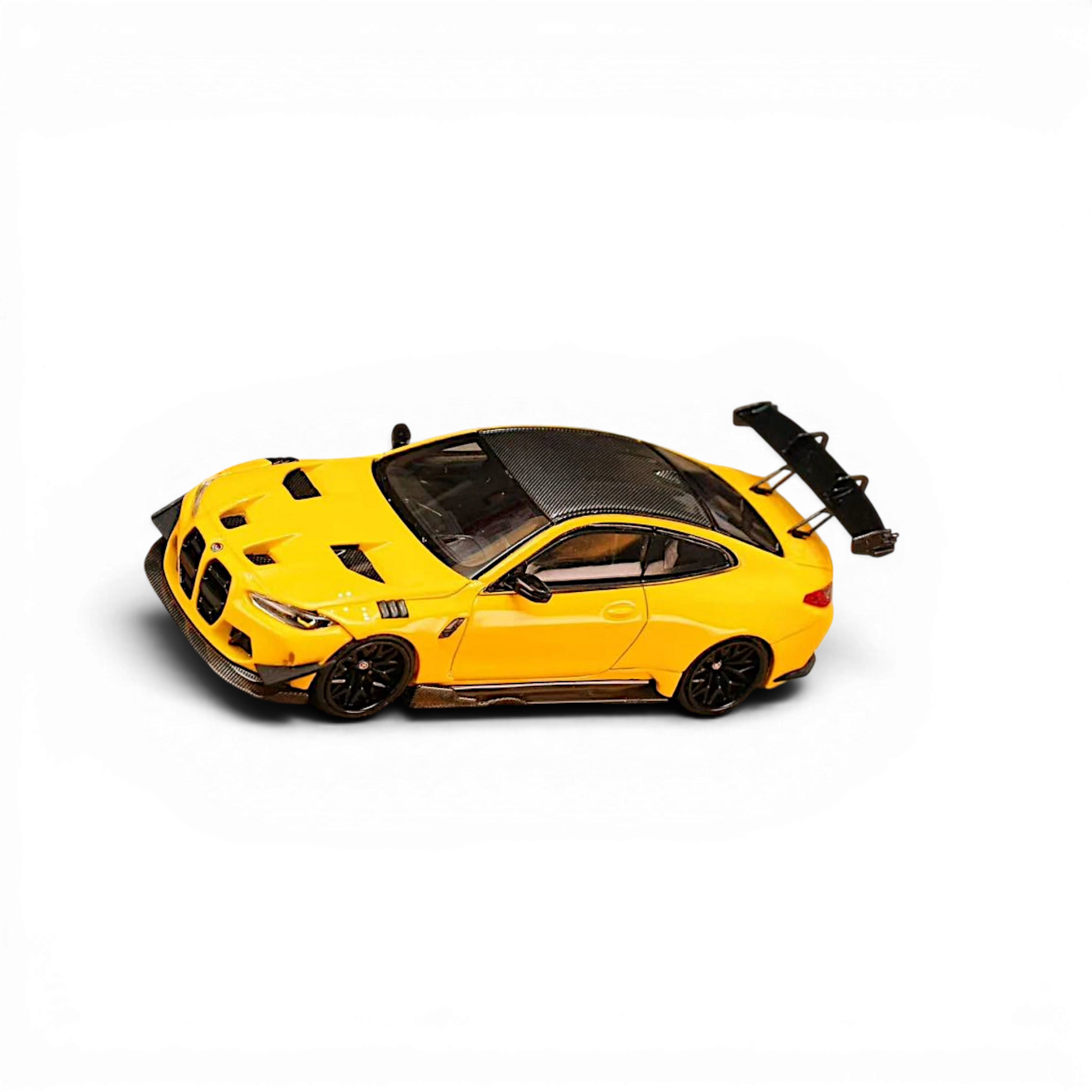 Lot57Supplies Diecast Shop 1:64 scale yellow SW BMW M4 Flossmann G82 GTR diecast model car with carbon fiber roof