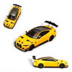 Lot57Supplies Diecast Shop 1:64 scale yellow SW BMW M4 Flossmann G82 GTR diecast model car with widebody kit