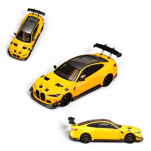 Lot57Supplies Diecast Shop 1:64 scale yellow SW BMW M4 Flossmann G82 GTR diecast model car with widebody kit