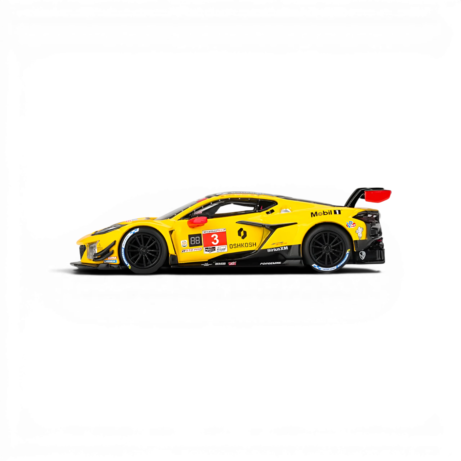 Lot57Supplies Diecast Shop 1:64 scale yellow Chevrolet Corvette Z06 GT3.R diecast race car model side view