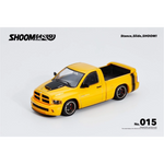 Lot57Supplies Diecast Shop SHOOM64 1:64 scale yellow Dodge RAM SRT-10 diecast model truck with black racing stripes