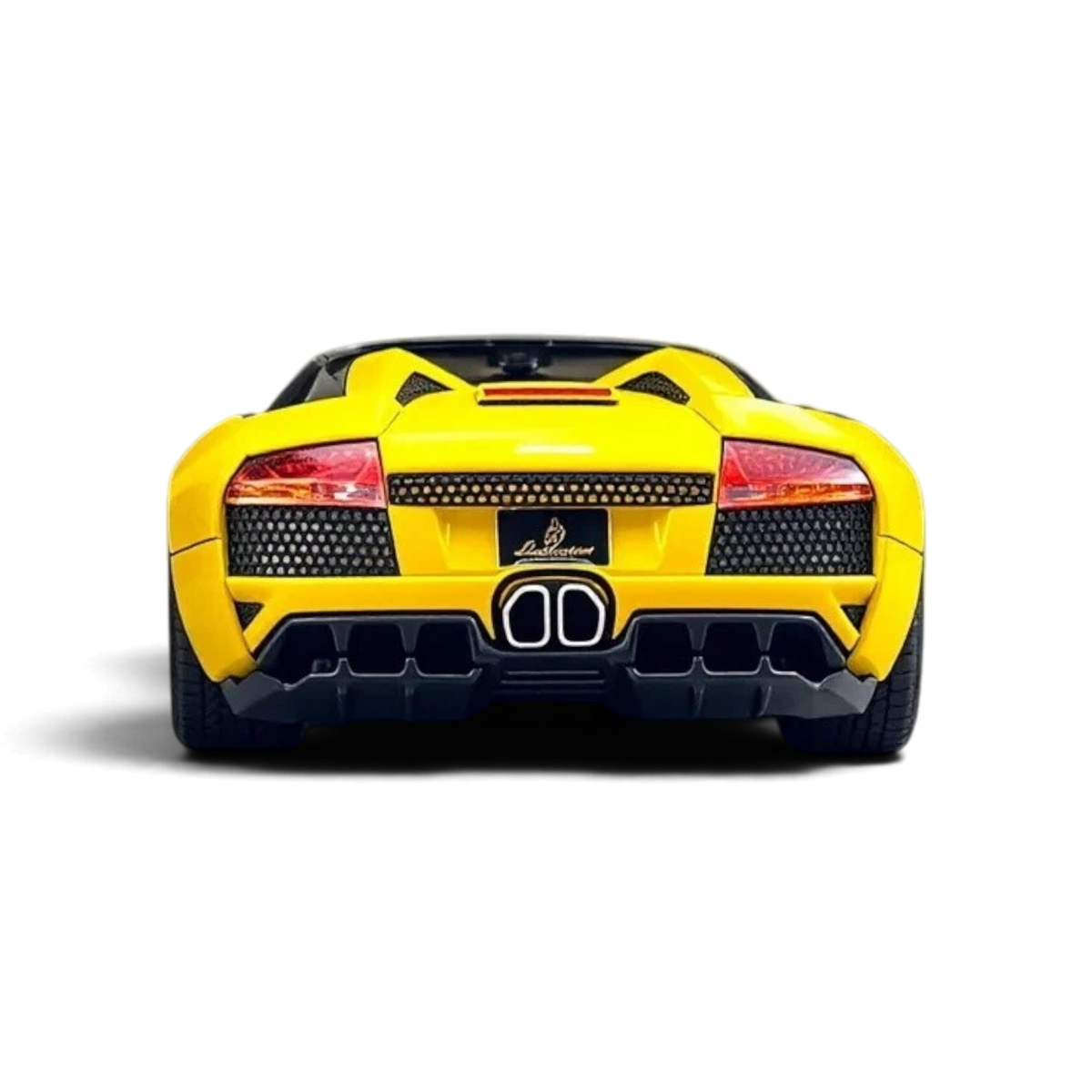 Lot57Supplies Diecast Shop Phantom Knight yellow Lamborghini Murcielago LP640 Roadster 1:64 scale model rear view
