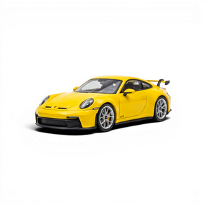 Lot57Supplies Diecast Shop yellow 1:64 scale resin Porsche 911 GT3 model with silver wheels and black accents.