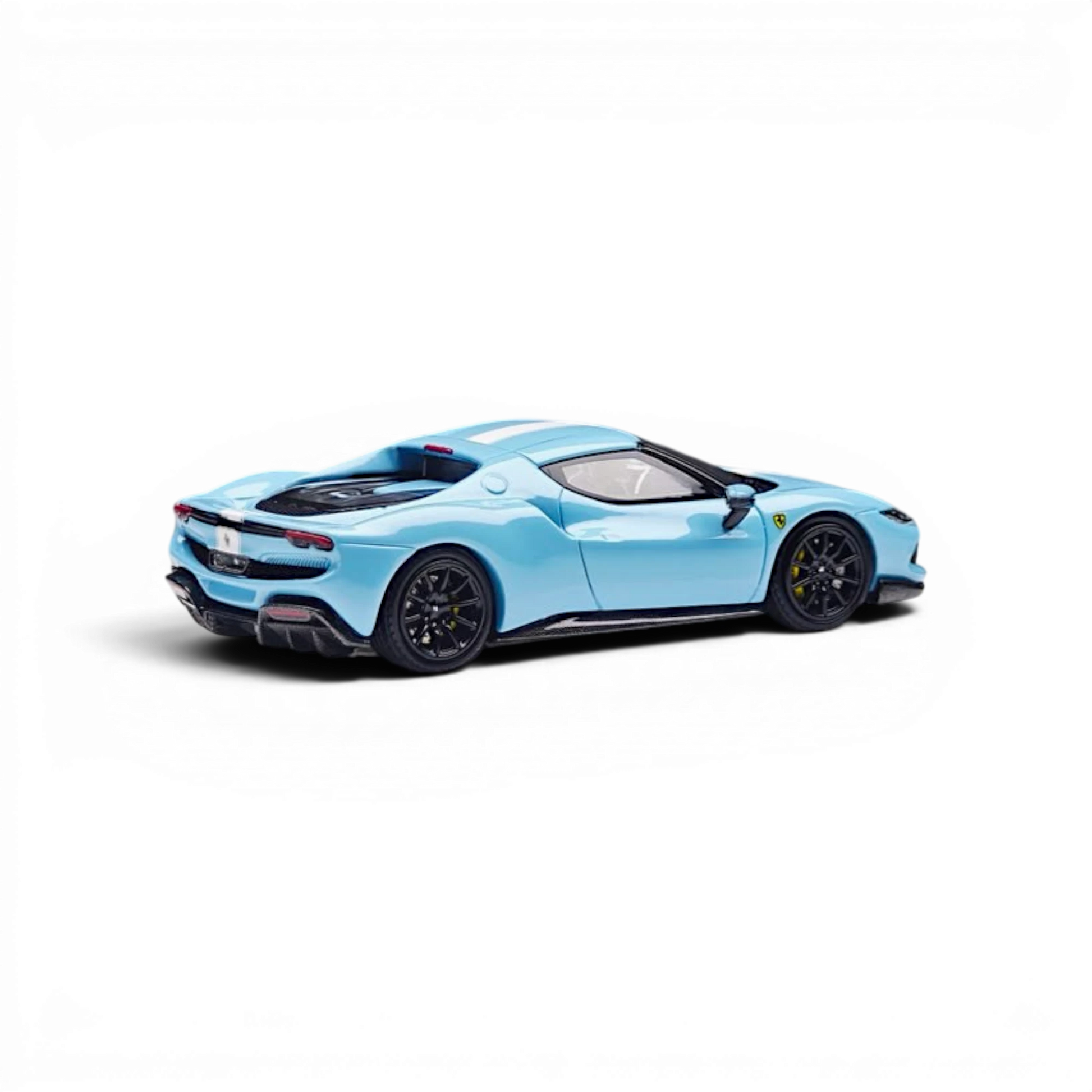 Lot57Supplies Diecast Shop Zincit Model 296GTB 1:64 scale diecast car in baby blue with white racing stripes