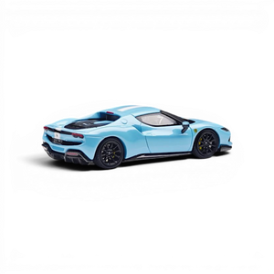 Lot57Supplies Diecast Shop Zincit Model 296GTB 1:64 scale diecast car in baby blue with white racing stripes