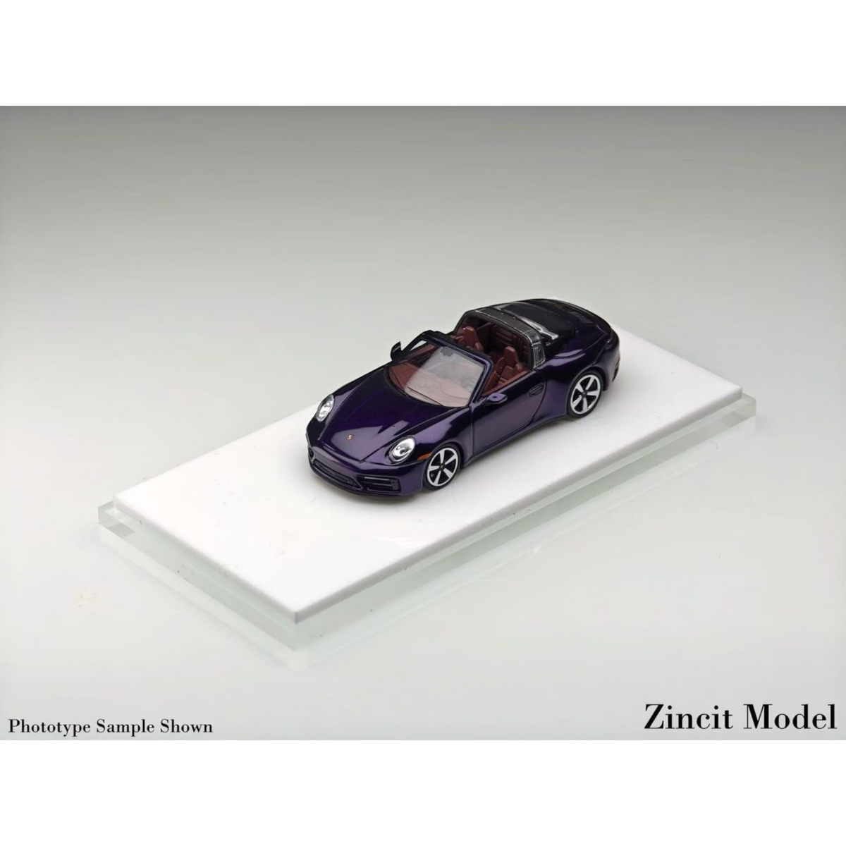 Lot57Supplies Diecast Shop Zincit Model 992Targa diecast car in metallic purple, 1:64 scale limited edition model.