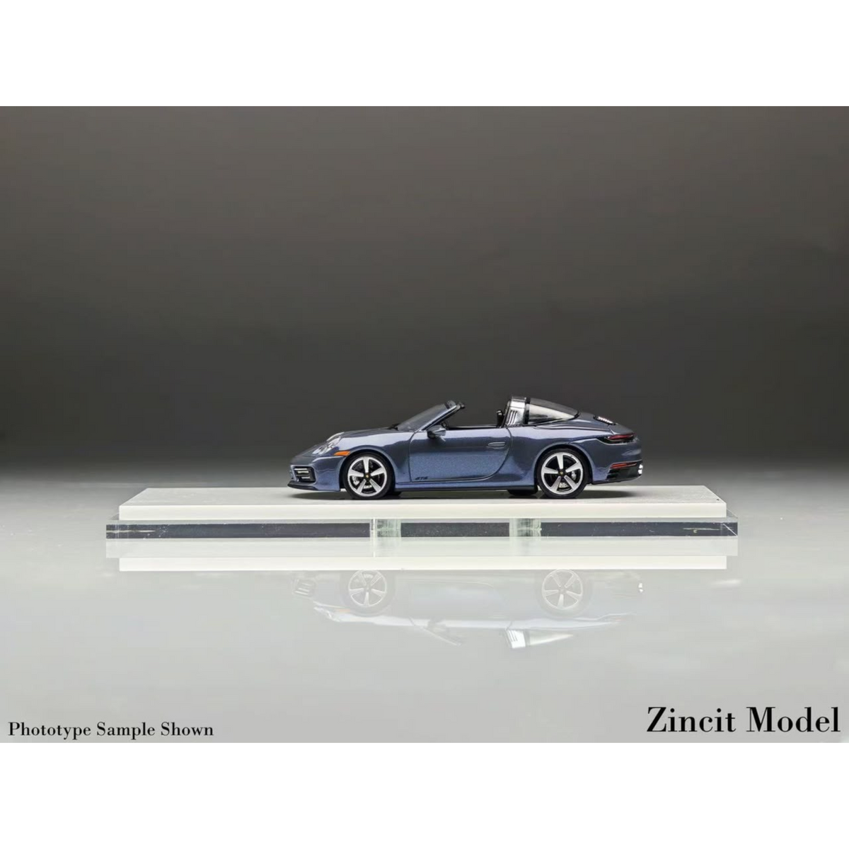 Lot57Supplies Diecast Shop Zincit Model 992 Targa in shark grey, a 1:64 scale diecast collectible car side view.
