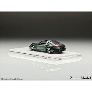 Lot57Supplies Diecast Shop Zincit Model 992Targa in oak green, a 1:64 scale diecast collectible car on a display base.