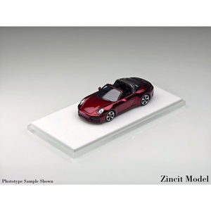 Lot57Supplies Diecast Shop Zincit Model 992Targa in Dragon Blood Red 1:64 scale diecast car on a white display base
