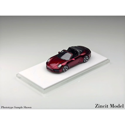 Lot57Supplies Diecast Shop Zincit Model 992Targa in Dragon Blood Red 1:64 scale diecast car on a white display base