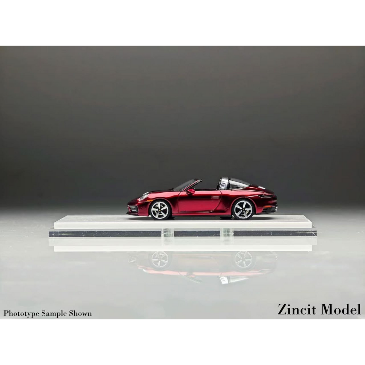 Lot57Supplies Diecast Shop Zincit Model 992Targa in Dragon Blood Red, a 1:64 scale diecast collectible car model.