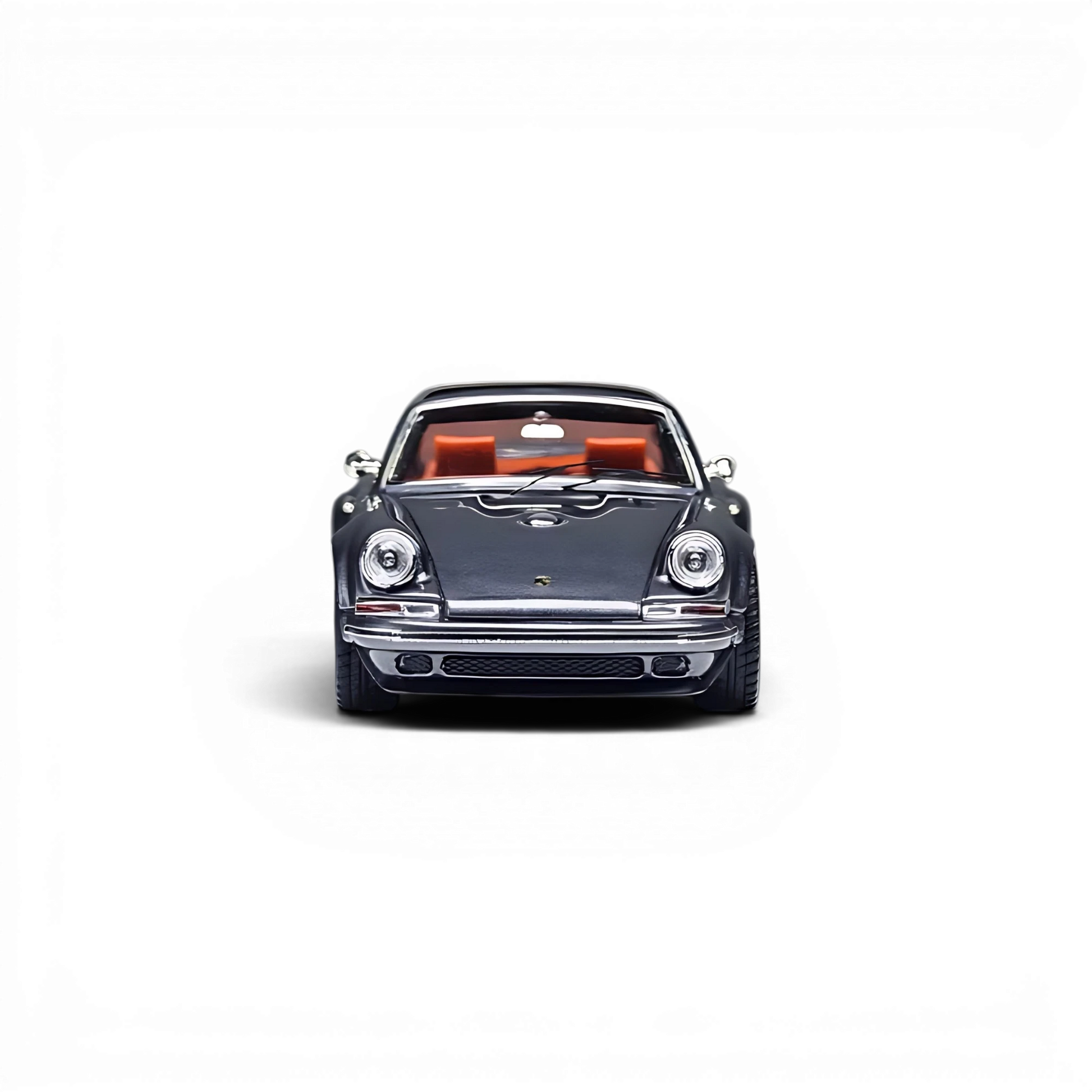 Lot57Supplies Diecast Shop Zincit Model 1:64 scale metallic dark gray Singer Targa diecast car front view