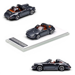Lot57Supplies Diecast Shop Zincit Model 1:64 scale metallic dark gray Singer Targa diecast car on display base