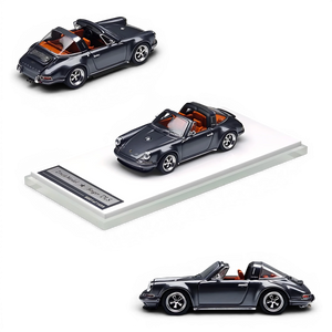 Lot57Supplies Diecast Shop Zincit Model 1:64 scale metallic dark gray Singer Targa diecast car on display base