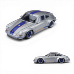 Lot57Supplies Diecast Shop: Silver blue striped 1:64 scale diecast Singer Coupe model car. Limited edition.