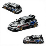 Lot57Supplies Diecast Shop: 1:64 scale diecast model of Subaru Impreza Raider with grey plaid livery and gold wheels.