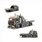 Lot57Supplies Diecast Shop: SW KamaZ tow truck, 1:64 scale, diecast, grey camouflage livery, Monster Energy graphics, flatbed.