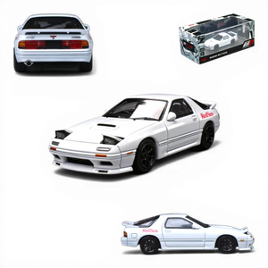 Lot57Supplies Diecast Shop 1:64 scale white Mazda RX-7 FC3S Initial D RedSuns model car.