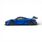 Lot57Supplies Diecast Shop 1:64 scale CM Model McLaren 720S GT3X in Aurora Blue with racing spoiler and Pirelli tires.
