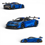 Lot57Supplies Diecast Shop 1:64 scale Aurora Blue McLaren 720S GT3X diecast model car with black accents and large rear wing.