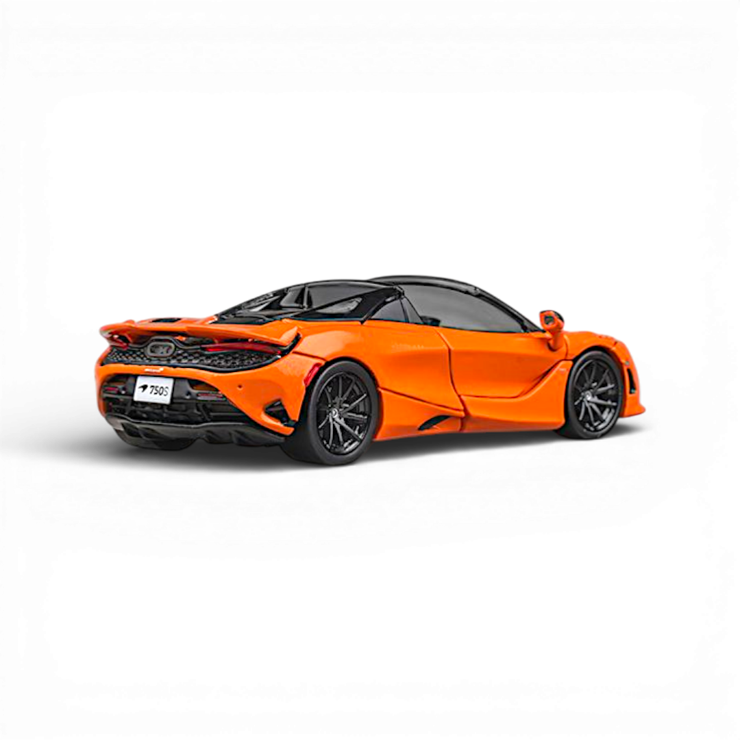 Lot57Supplies Diecast Shop 1:64 scale Ember Orange McLaren 750S Spider diecast model with removable top cover.