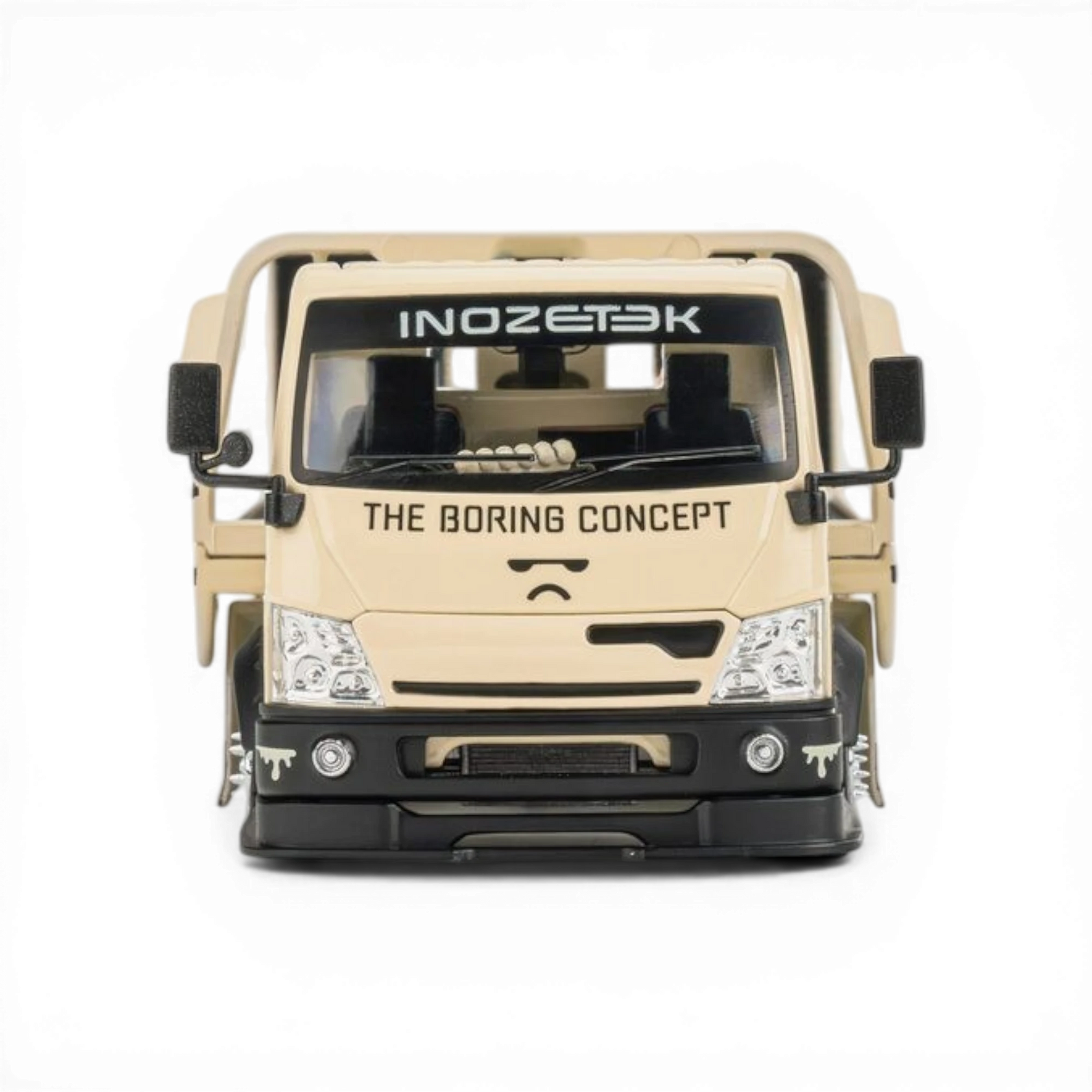 Lot57Supplies Diecast Shop 1:64 scale tan MicroTurbo Custom Hauler with TBC Livery, diecast metal, custom wide-body kit.