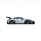 Lot57Supplies Diecast Shop Minichamps Porsche 911 GT3 RS 1:64 scale raw silver diecast model with black accents and spoiler.