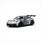 Lot57Supplies Diecast Shop Minichamps Porsche 911 GT3 RS raw silver 1:64 scale diecast model car with large rear spoiler.