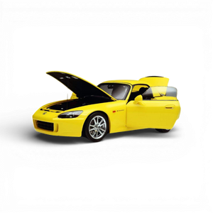 Lot57Supplies Diecast Shop 1:18 scale yellow Motorhelix Honda S2000 AP2 model with removable engine and body parts.