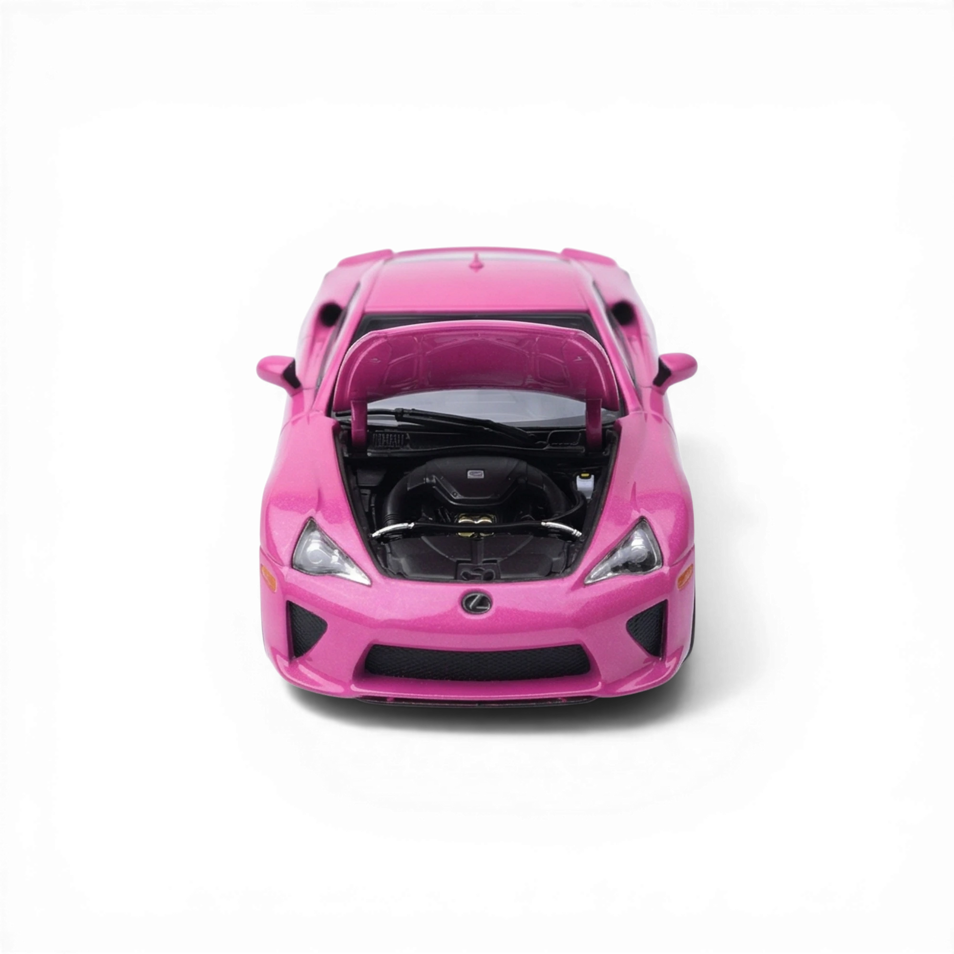 Lot57Supplies Diecast Shop neon pink 1:64 scale diecast Lexus LFA with opening hood and engine detail.