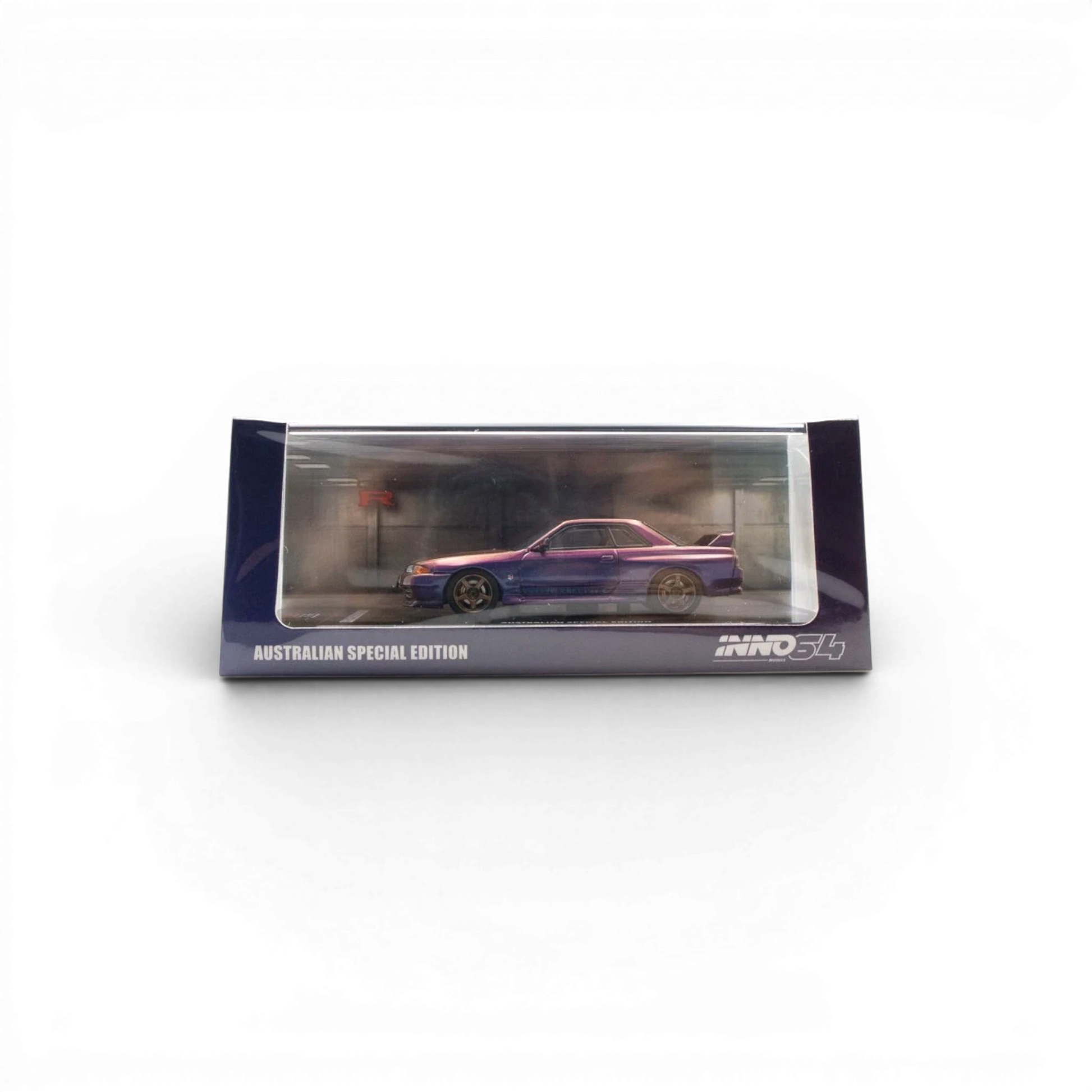 Lot57Supplies Diecast Shop 1:64 scale Midnight Purple Nissan Skyline GT-R (R32) Australian Special Edition diecast model.