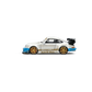Lot57Supplies Diecast Shop 1:64 scale matte white PGM RWB 930 luxury version diecast model car with gold wheels and blue accents.