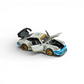 Lot57Supplies Diecast Shop 1:64 scale matte white PGM RWB 930 model car with gold rims, blue accents, and open hood and doors.