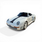 Lot57Supplies Diecast Shop: Petrolab x EDM 1:64 scale white Porsche 959 with dark blue racing stripes and large base.