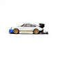 Lot57Supplies Diecast Shop 1:64 scale white Star Model Porsche RWB 930 GT Wing with blue accents and gold wheels.