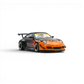 Lot57Supplies Diecast Shop 1:64 scale orange and black Porsche RWB 997 diecast model with flame graphics and widebody kit.