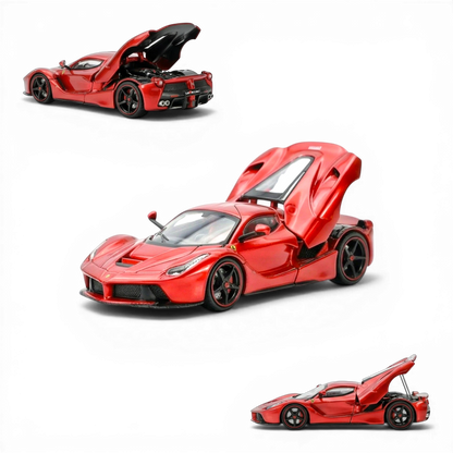Lot57Supplies Diecast Shop red 1:64 scale Street Buster Ferrari F150 Lewis Hamilton model car with openable rear cover and detailed engine.