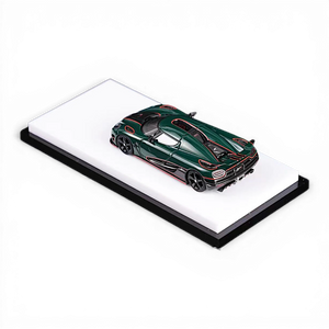 Lot57Supplies Diecast Shop VMB Koenigsegg Agera R RHD British Green 1:64 scale resin model car with red accents.