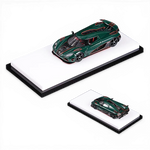 Lot57Supplies Diecast Shop VMB Koenigsegg Agera R RHD British Green 1:64 scale resin model car with red interior details.