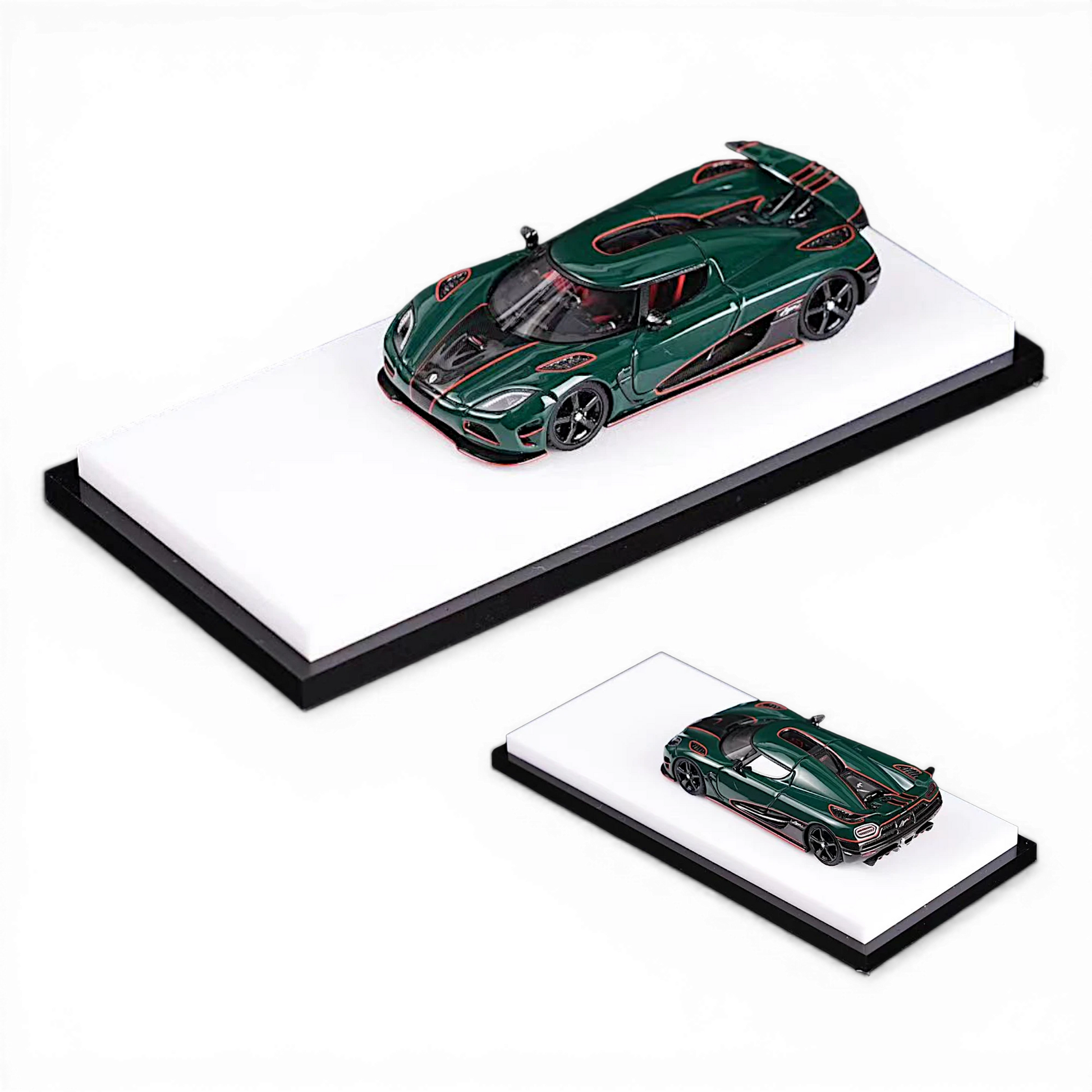 Lot57Supplies Diecast Shop VMB Koenigsegg Agera R RHD British Green 1:64 scale resin model car with red interior details.