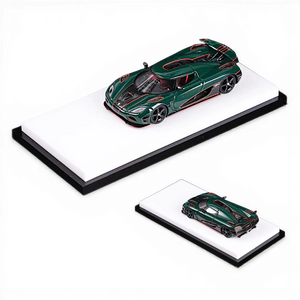 Lot57Supplies Diecast Shop VMB Koenigsegg Agera R RHD British Green 1:64 scale resin model car with red interior details.