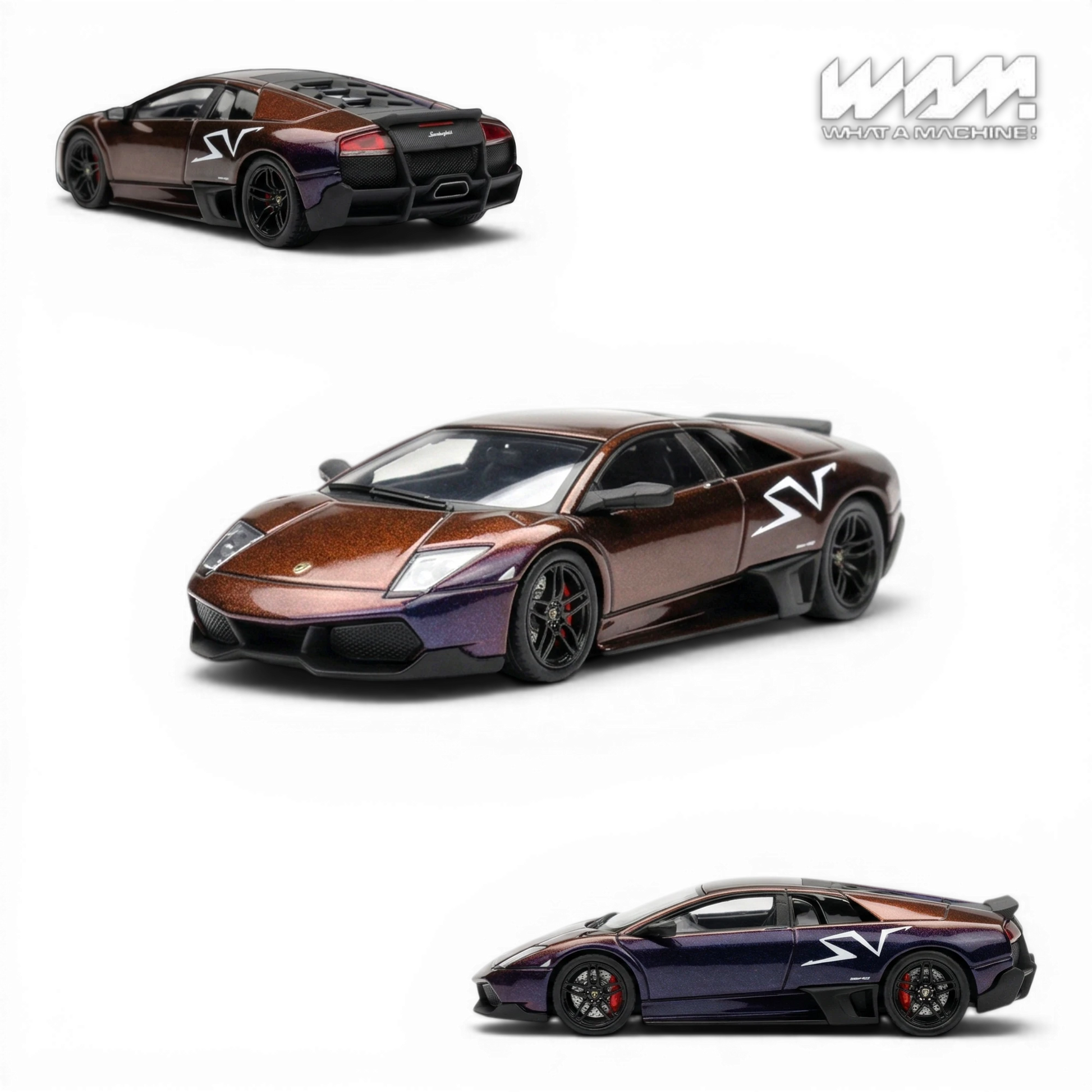 Lot57Supplies Diecast Shop: WAM 1:64 Lamborghini Murcielago LP670 Ducktail in blue purple chameleon resin with SV decal.