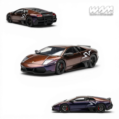 Lot57Supplies Diecast Shop: WAM 1:64 Lamborghini Murcielago LP670 Ducktail in blue purple chameleon resin with SV decal.