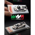 Lot57Supplies Diecast Shop: Matte white 1:64 WAM Lamborghini Murcielago LP670 Ducktail model with Italian flag livery.