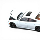 Lot57Supplies Diecast Shop 1:64 white 2023 Dodge Charger SRT Hellcat model with red interior and opening hood.