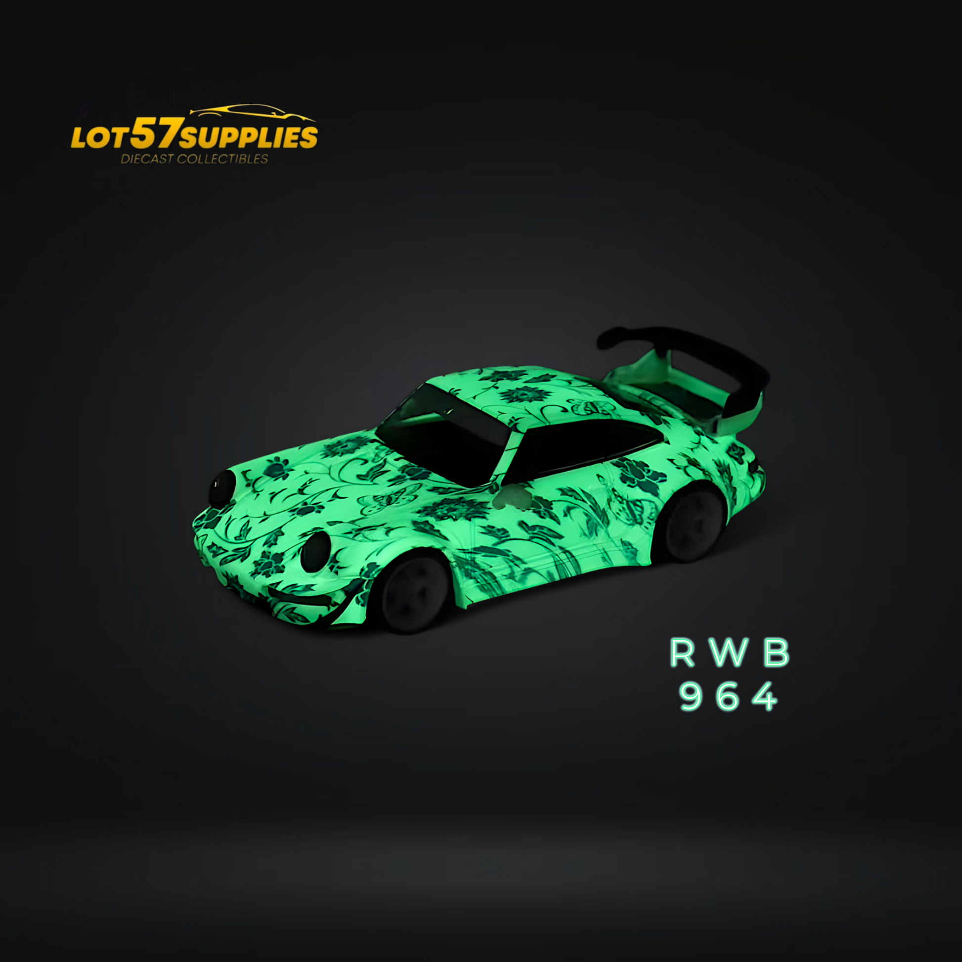 Flame Model Porsche RWB 964 Luminous Green Ocean 1:64